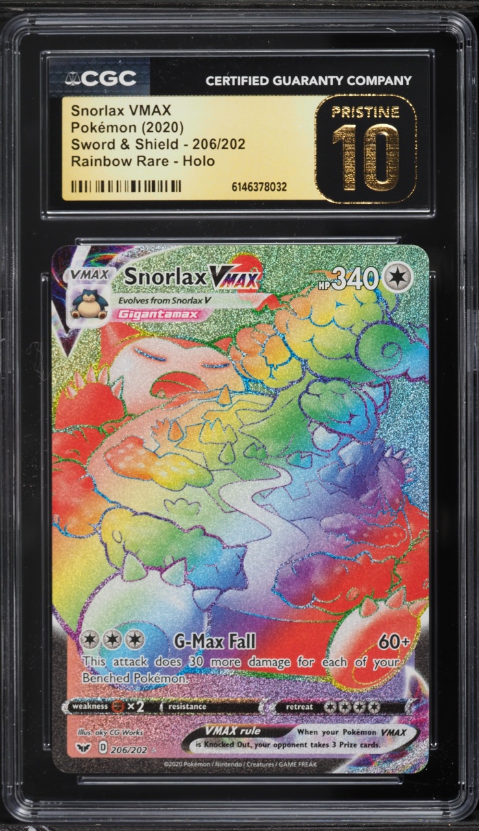 2020 Pokemon Sword & Shield Rainbow Rare Snorlax VMAX #206 CGC 10 PRISTINE