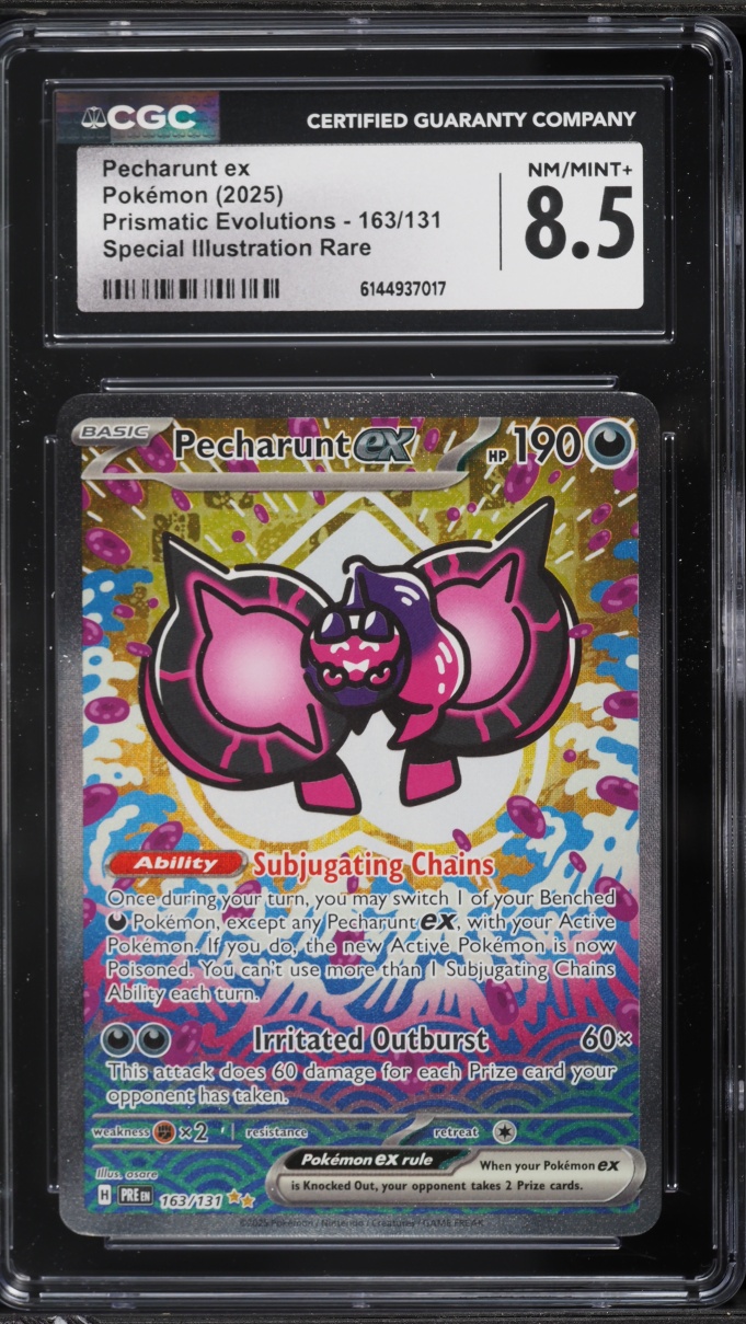 2025 Pokemon Scarlet & Violet Prismatic Evolutions SIR Pecharunt EX #163 CGC 8.5 NM-MT+