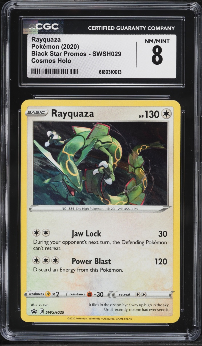 2020 Pokemon Sword & Shield Promo Cosmos Holo Rayquaza #SWSH029 CGC 8 NM-MT