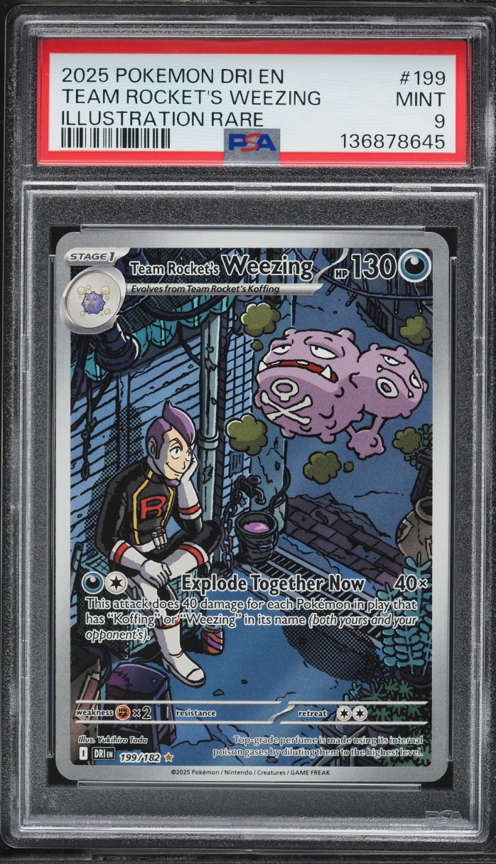 2025 Pokemon Scarlet & Violet Destined Rivals IR Team Rocket's Weezing #199 PSA 9 MINT