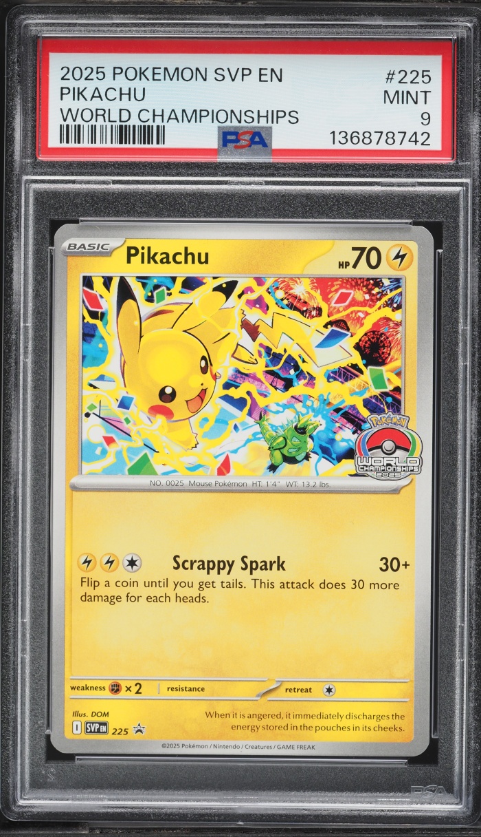 2025 Pokemon Scarlet & Violet Promo World Championships Pikachu #225 PSA 9 MINT