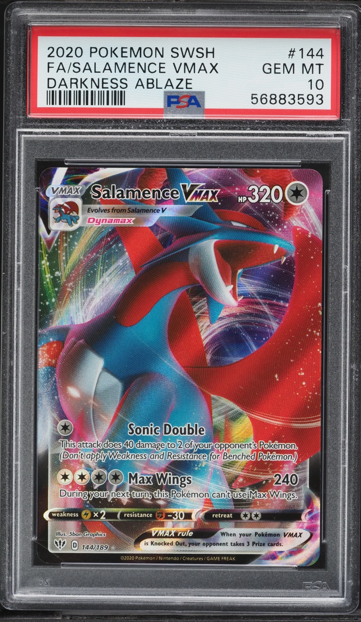 2020 Pokemon Sword & Shield Darkness Ablaze Alt Art Salamence VMAX #144 PSA 10 GEM MINT