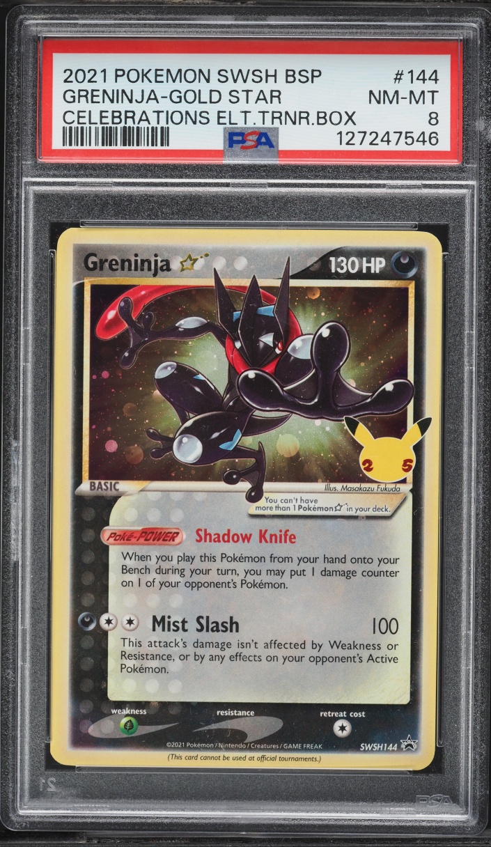 2021 Pokemon Sword & Shield Promo Celebrations Holo Greninja Gold Star #SWSH144 PSA 8 NM-MT