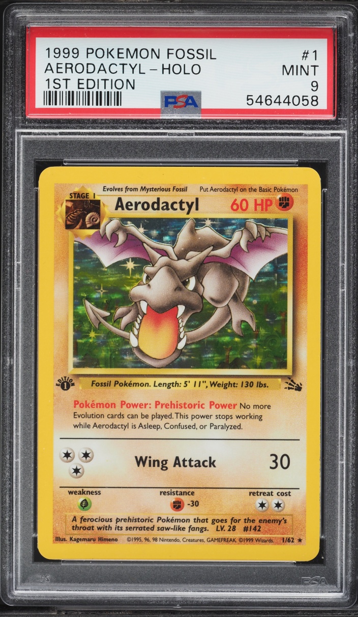1999 Pokemon Fossil 1st Edition Holo Aerodactyl #1 PSA 9 MINT