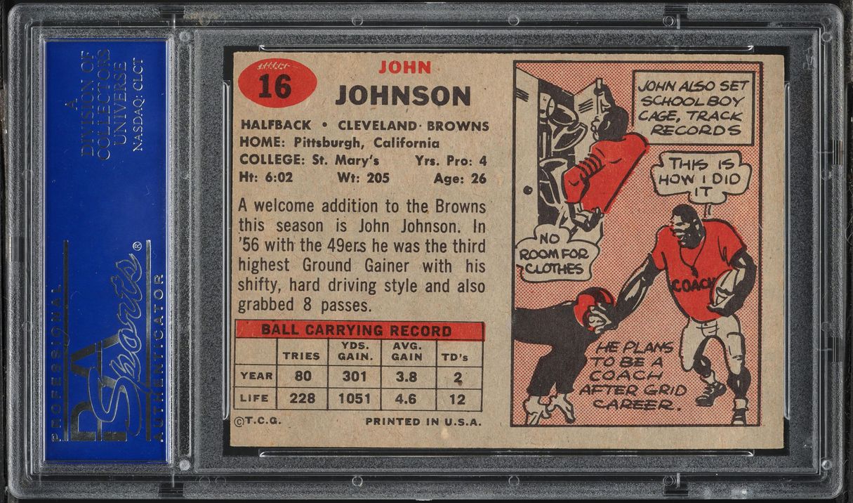 1957 Topps Football John Henry Johnson #16 PSA 6 EXMT