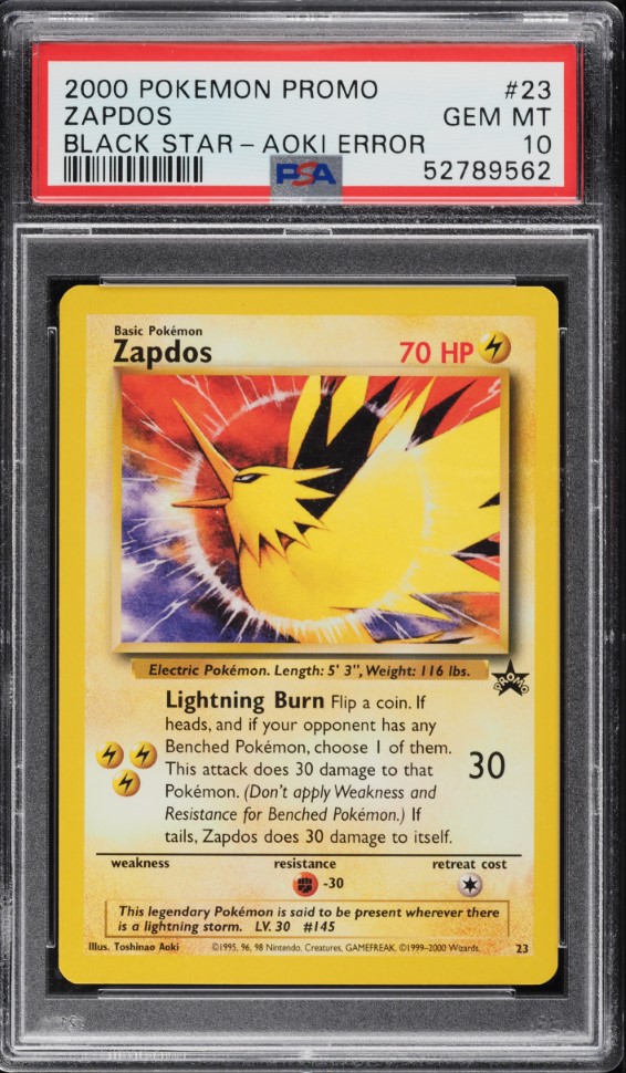 2000 Pokemon Black Star Promo Aoki Error Zapdos #23 PSA 10 GEM MINT