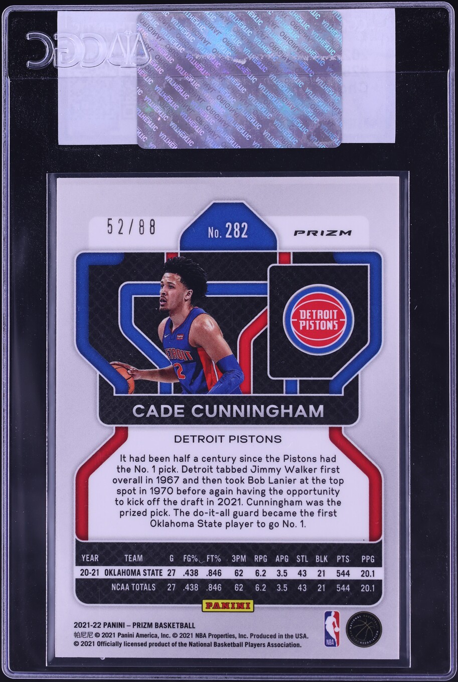 2021 Panini Prizm Choice Red Cade Cunningham ROOKIE /88 #282 CGC AUTH