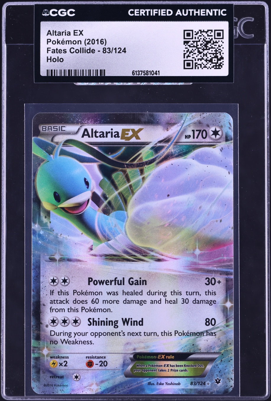 2016 Pokemon XY Fates Collide Holo Altaria EX #83 CGC AUTH