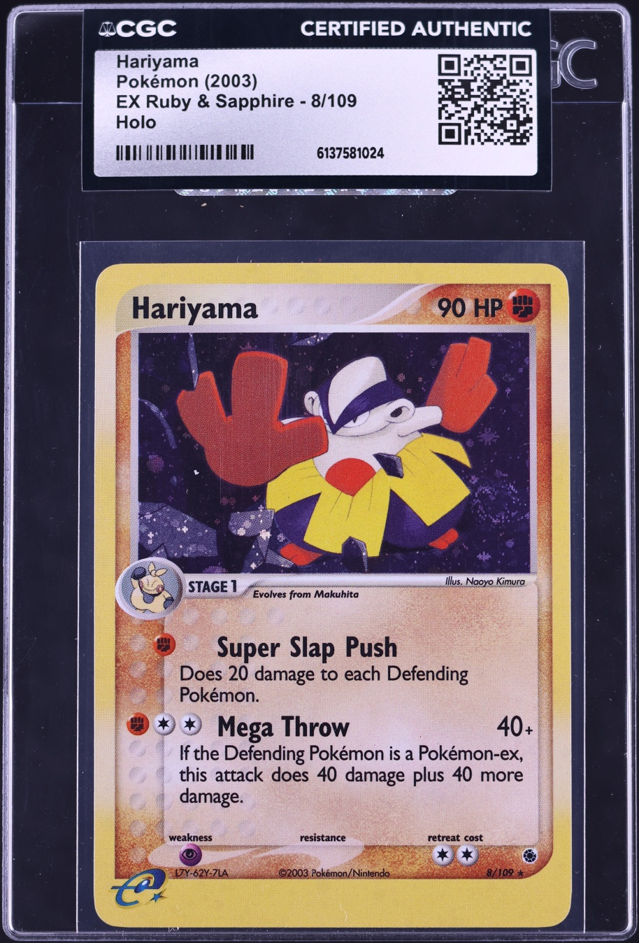 2003 Pokemon EX Ruby & Sapphire Holo Hariyama #8 CGC AUTH