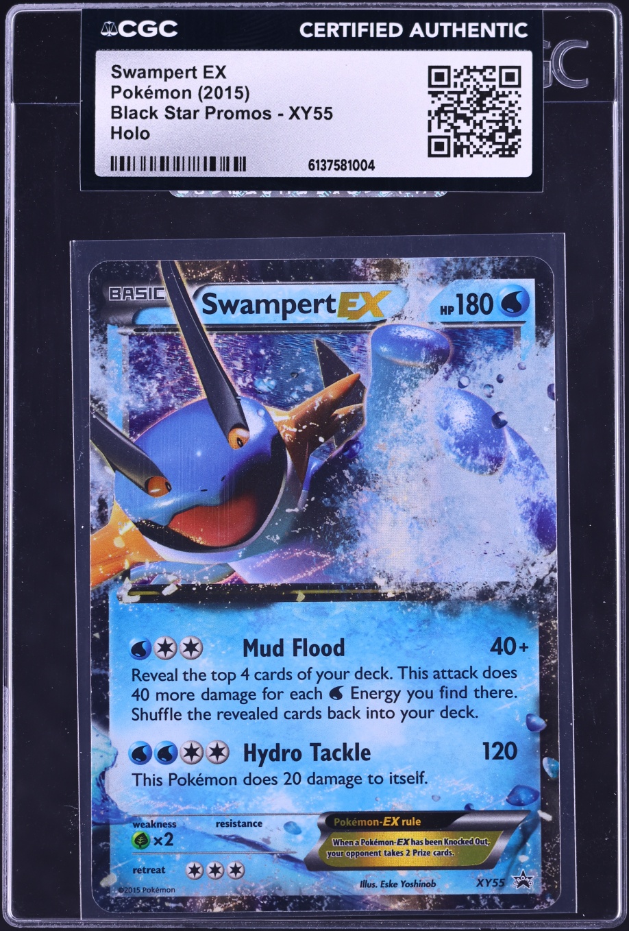 2015 Pokemon Black Star Promo Holo Swampert EX #XY55 CGC AUTH