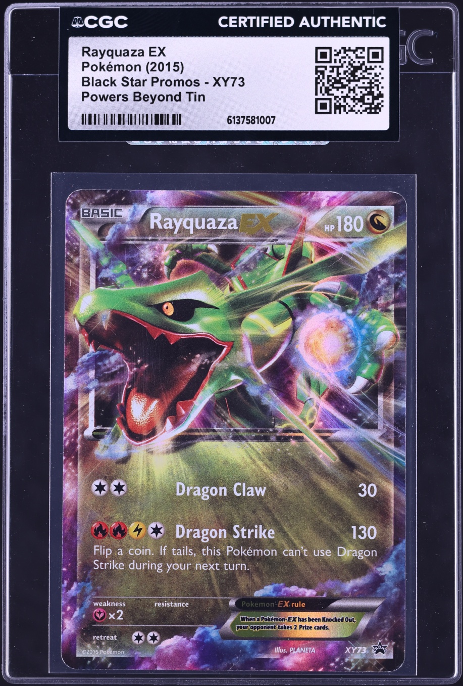 2015 Pokemon XY Black Star Promo Powers Beyond Tin Holo Rayquaza EX #XY73 CGC AUTH