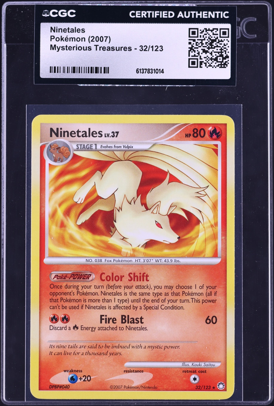 2007 Pokemon Diamond & Pearl Mysterious Treasures Ninetales #32 CGC AUTH
