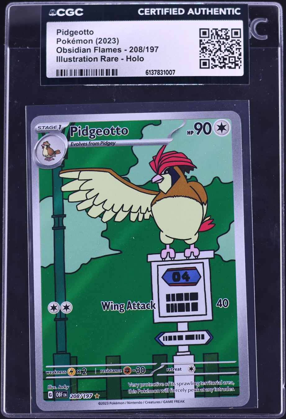 2023 Pokemon Scarlet & Violet Obsidian Flames IR Pidgeotto #208 CGC AUTH