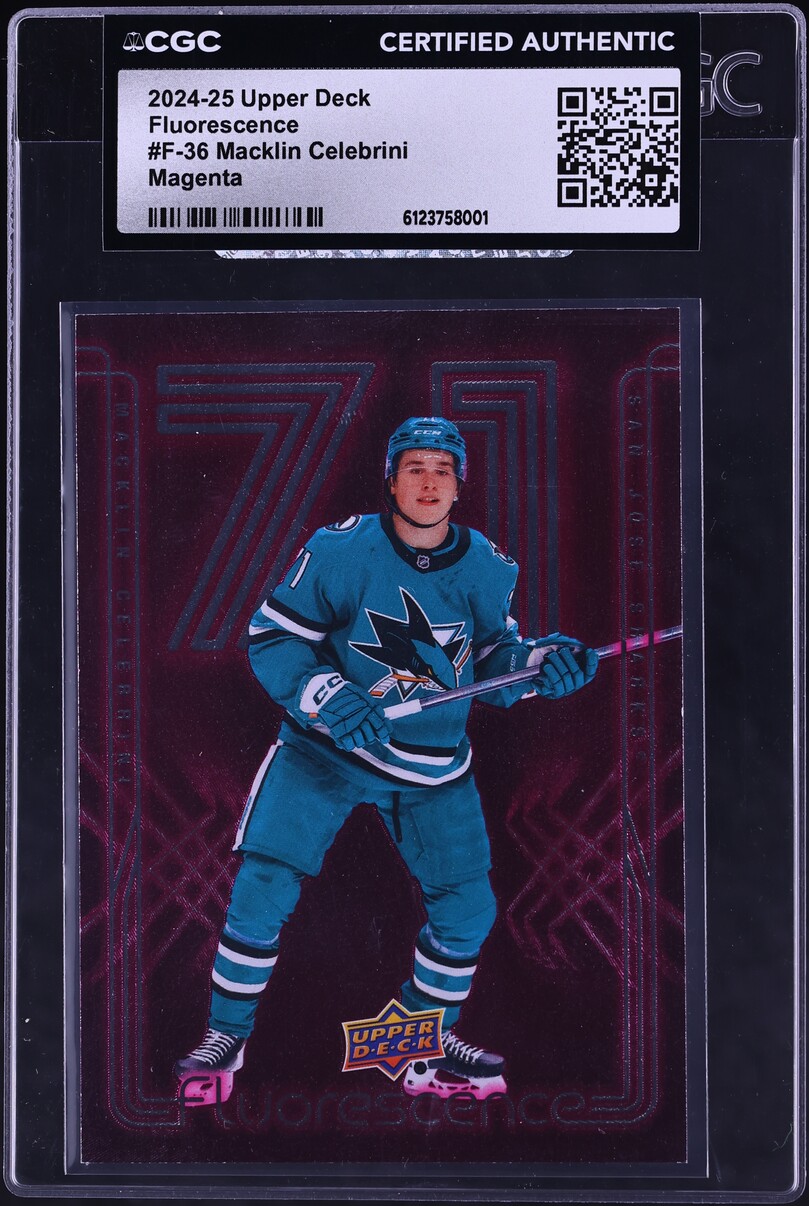 2024 Upper Deck Fluorescence Magenta Macklin Celebrini ROOKIE /5 #F-36 CGC AUTH