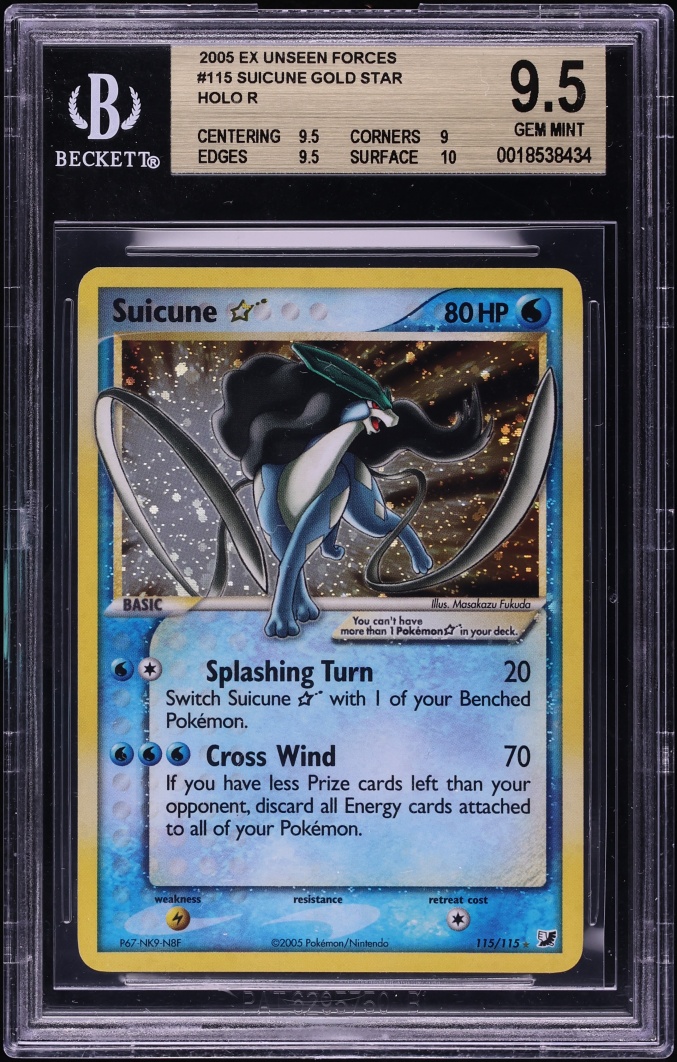 2005 Pokemon EX Unseen Forces Holo Suicune Gold Star #115 BGS 9.5 GEM MINT