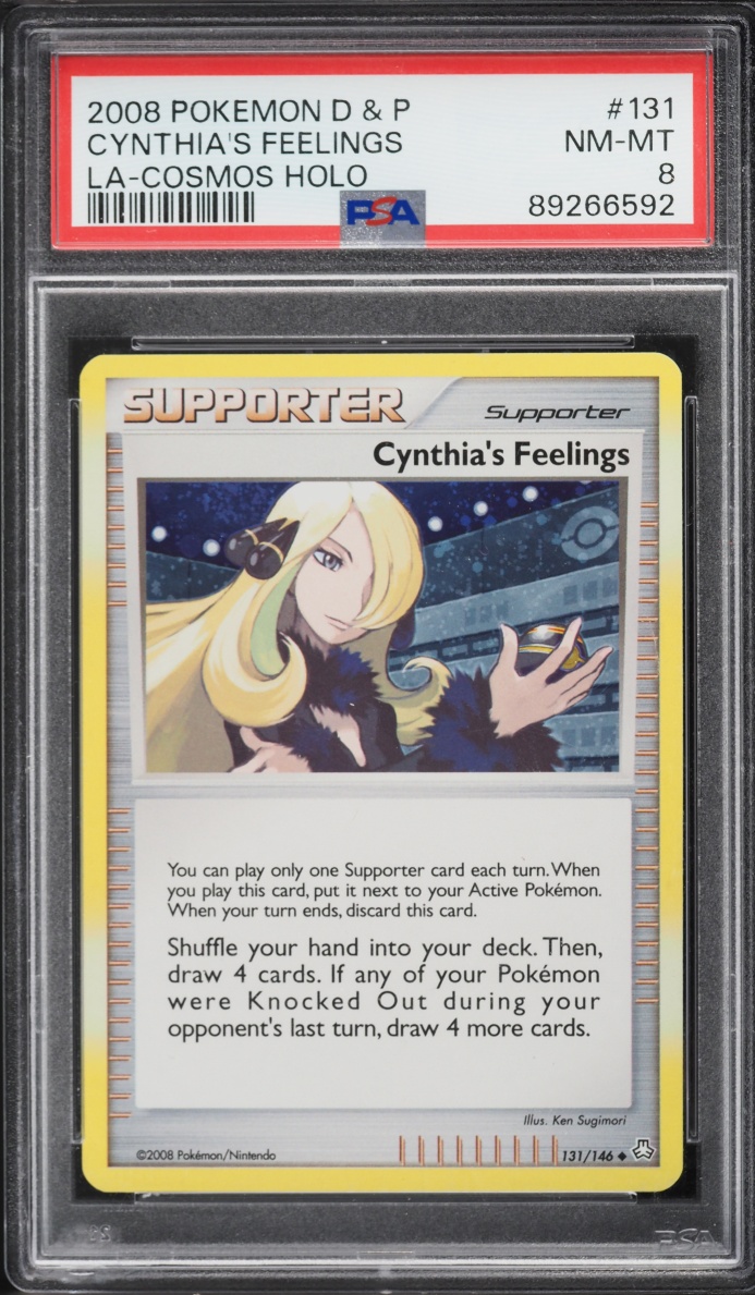 2008 Pokemon Diamond & Pearl Legends Awakened Cosmos Holo Cynthia's Feelings #131 PSA 8 NM-MT