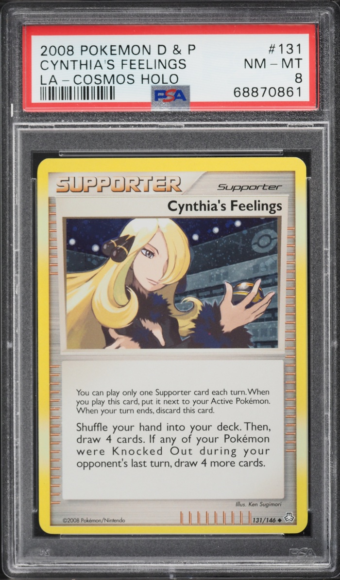 2008 Pokemon Diamond & Pearl Legends Awakened Cosmos Holo Cynthia's Feelings #131 PSA 8 NM-MT