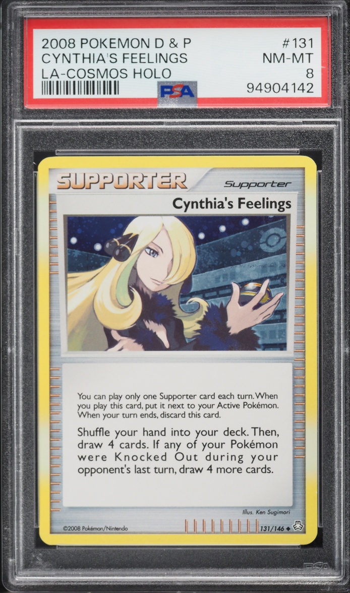 2008 Pokemon Diamond & Pearl Legends Awakened Cosmos Holo Cynthia's Feelings #131 PSA 8 NM-MT