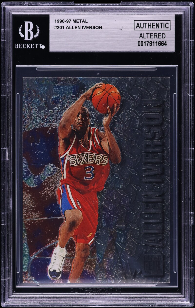 1996 Metal Basketball Allen Iverson ROOKIE #201 BGS AUTH