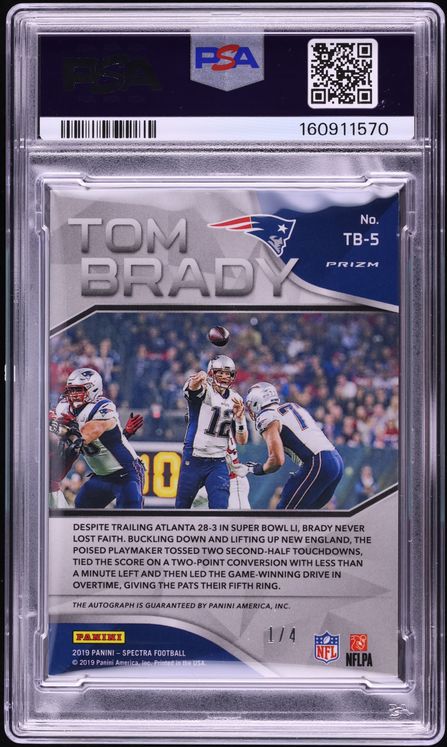 2019 Panini Spectra Tribute Tom Brady AUTO 1/4 #TB-5 PSA 7 NRMT - Photo 2