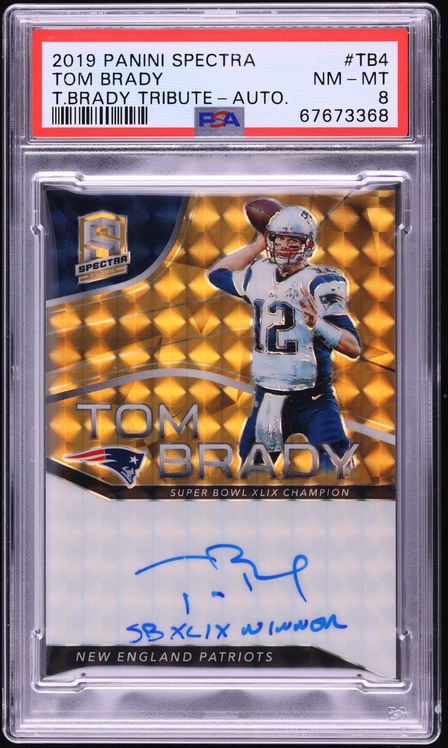2019 Panini Spectra Tribute Tom Brady AUTO 4/4 #TB-4 PSA 8 NM-MT