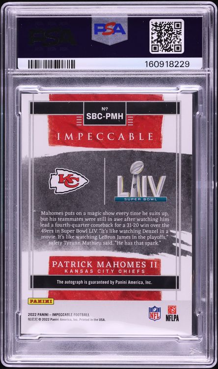 2025 Panini Impeccable Update '22 Super Bowl Silver Patrick Mahomes AUTO DNA 10 5/5 PSA 8 NM-MT - Photo 2