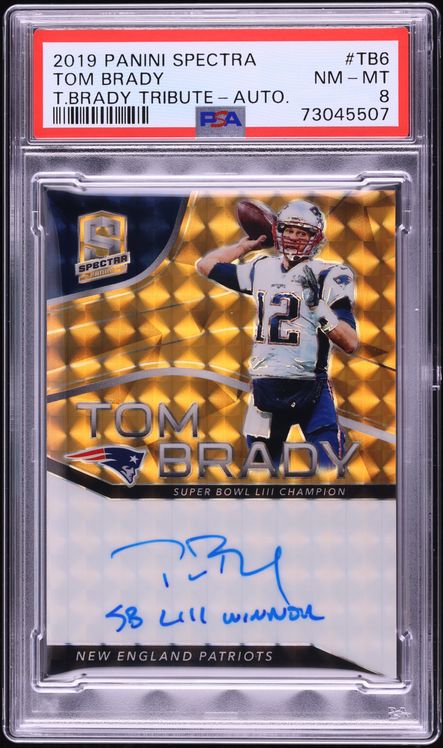 2019 Panini Spectra Tribute Tom Brady AUTO /4 #TB-6 PSA 8 NM-MT