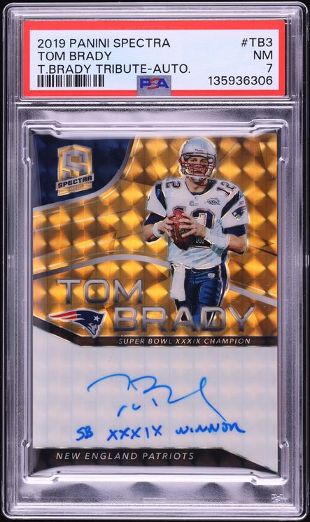 2019 Panini Spectra Tribute Tom Brady AUTO 1/4 #TB-3 PSA 7 NRMT