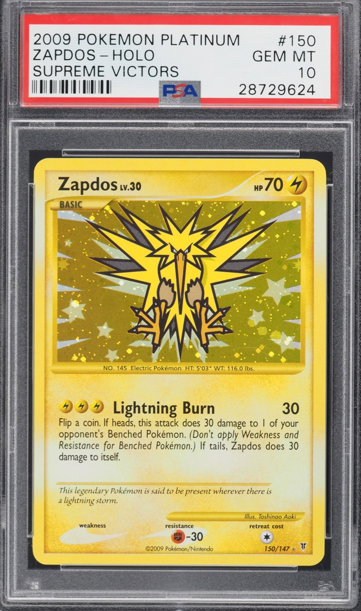 2009 Pokemon Platinum Supreme Victors Holo Zapdos #150 PSA 10 GEM MINT