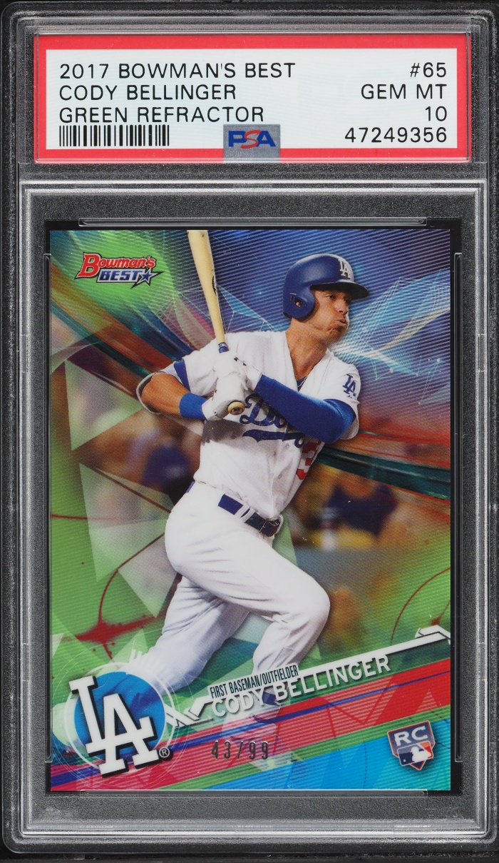 2017 Bowman's Best Green Refractor Cody Bellinger ROOKIE /99 #65 PSA 10 GEM MINT
