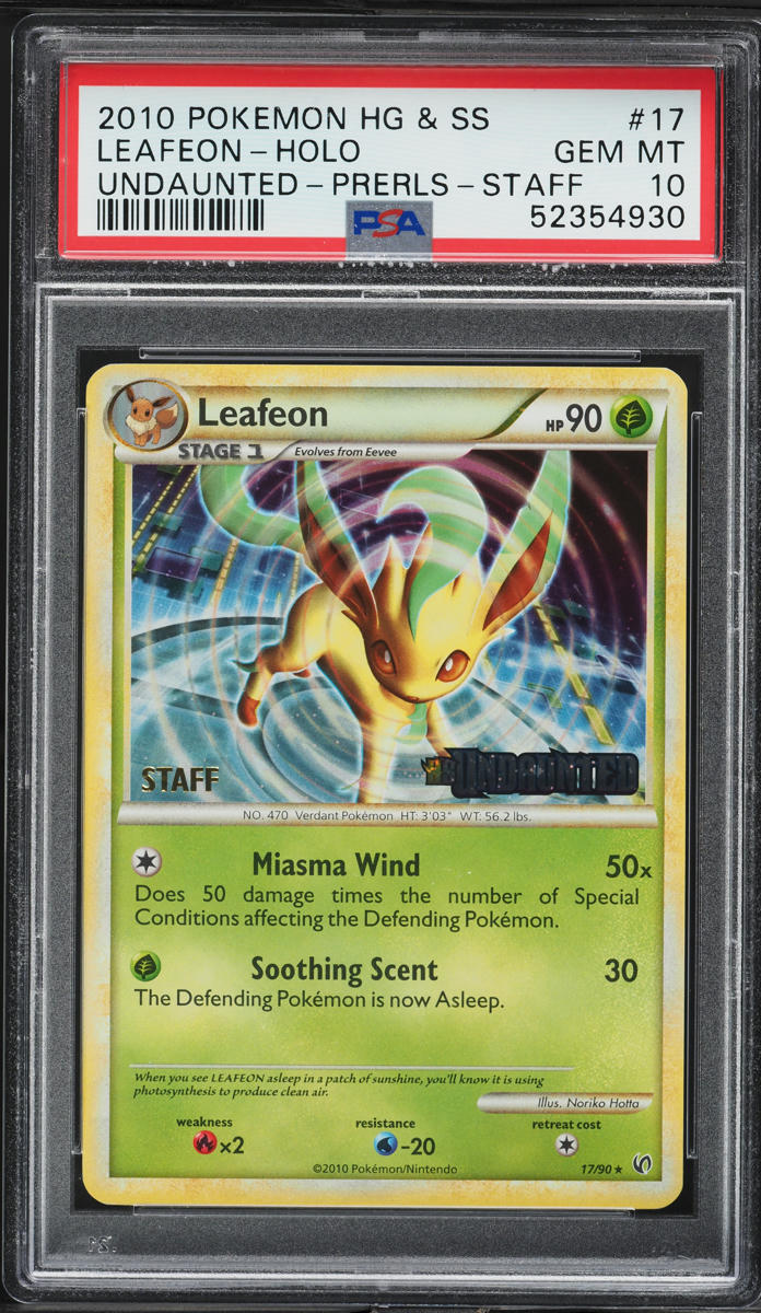 2010 Pokemon HGSS Undaunted Staff Holo Leafeon #17 PSA 10 GEM MINT