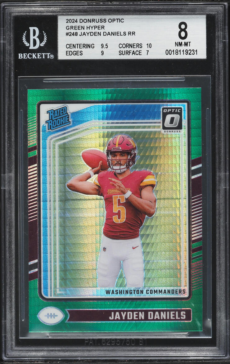 2024 Donruss Optic Green Hyper Jayden Daniels ROOKIE #248 BGS 8 NM-MT