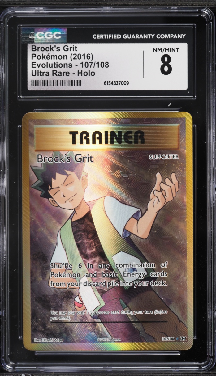 2016 Pokemon XY Evolutions Full Art Brock's Grit #107 CGC 8 NM-MT