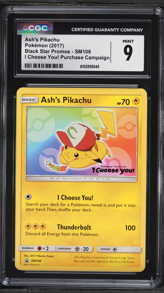2017 Pokemon Sun & Moon Black Star Promo I Choose You! Ash's Pikachu #SM108 CGC 9 MINT