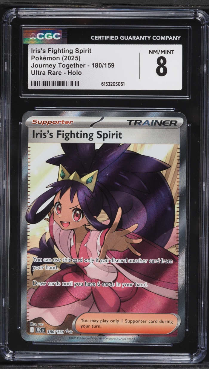 2025 Pokemon Scarlet & Violet Journey Together Full Art Iris's Fighting Spirit #180 CGC 8 NM-MT
