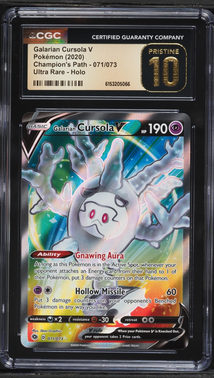 2020 Pokemon Sword & Shield Champion's Path Full Art Galarian Cursola V #071 CGC 10 PRISTINE