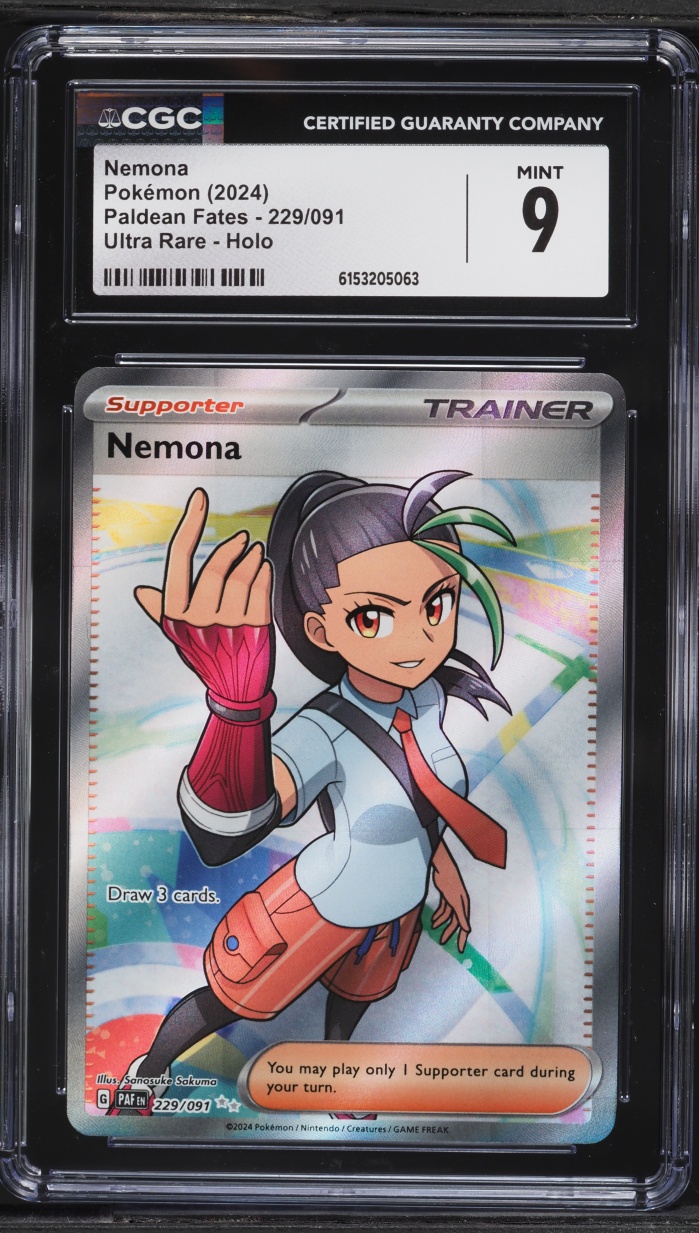 2024 Pokemon Scarlet & Violet Paldean Fates Full Art Nemona #229 CGC 9 MINT