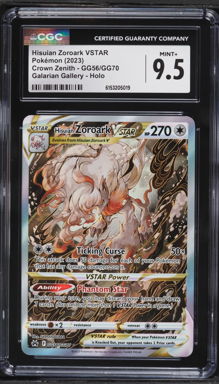2023 Pokemon Sword & Shield Crown Zenith Alt Art Hisuian Zoroark VSTAR #GG56 CGC 9.5 MINT+