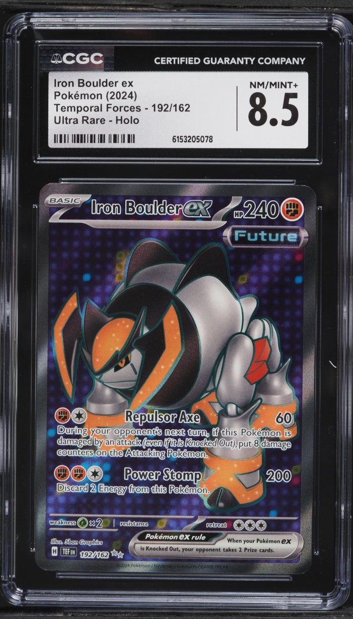 2024 Pokemon Scarlet & Violet Temporal Forces Full Art Iron Boulder EX #192 CGC 8.5 NM-MT+