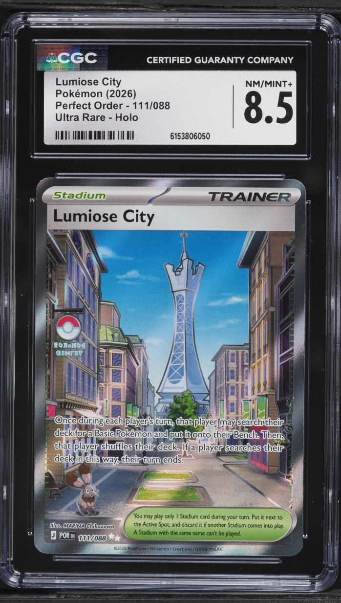 2026 Pokemon Mega Perfect Order Full Art Lumiose City #111 CGC 8.5 NM-MT+