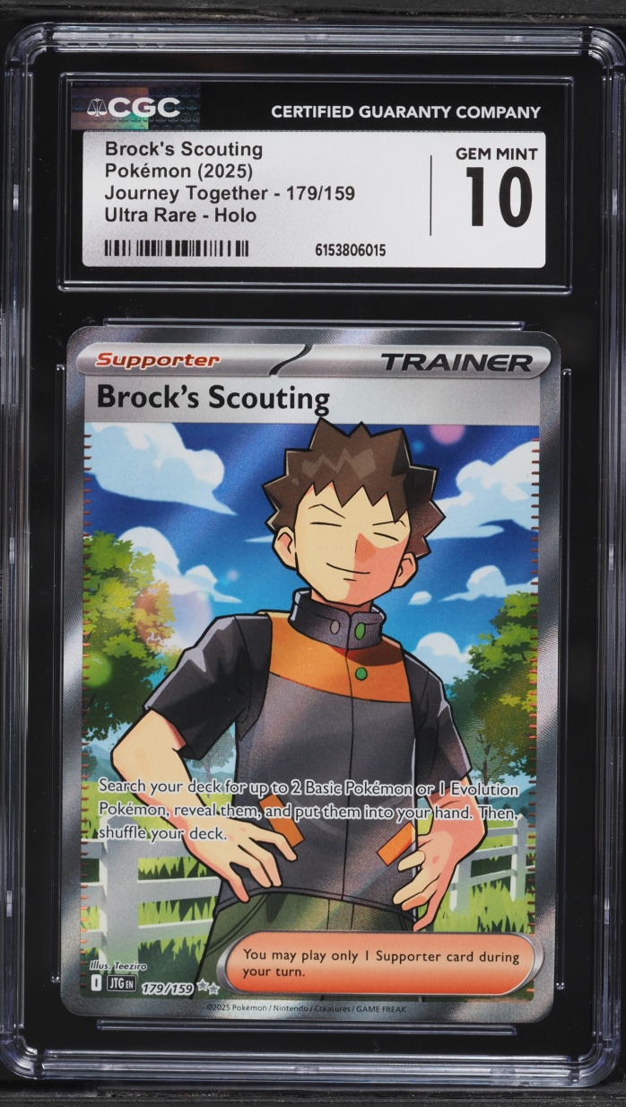2025 Pokemon Scarlet & Violet Journey Together Error Full Art Brock's Scouting #179 CGC 10 GEM
