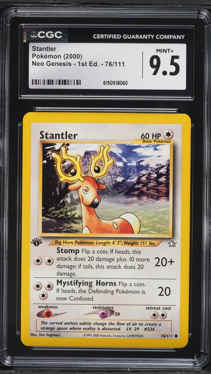 2000 Pokemon Neo Genesis 1st Edition Stantler #76 CGC 9.5 MINT+
