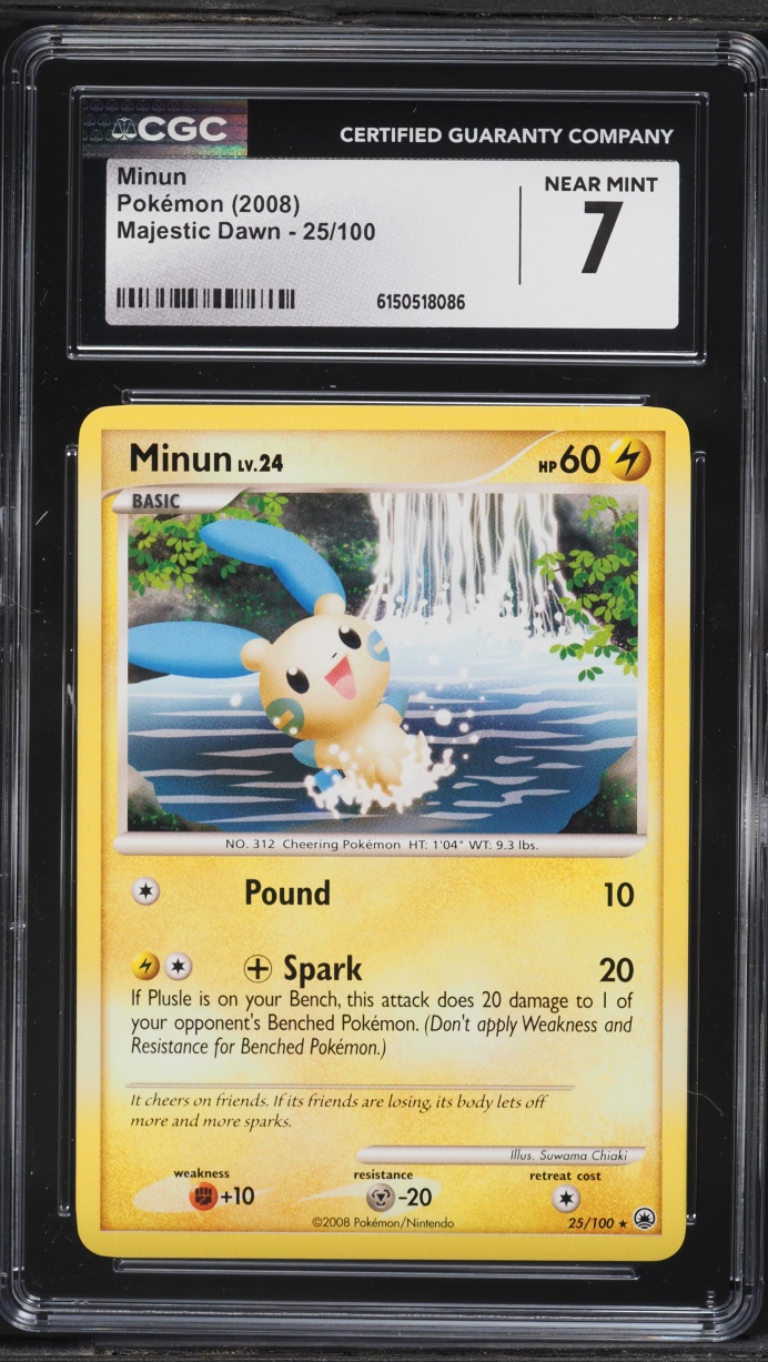 2008 Pokemon Diamond & Pearl Majestic Dawn Minun #25 CGC 7 NRMT