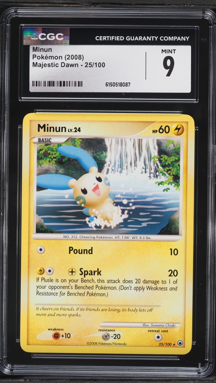 2008 Pokemon Diamond & Pearl Majestic Dawn Minun #25 CGC 9 MINT