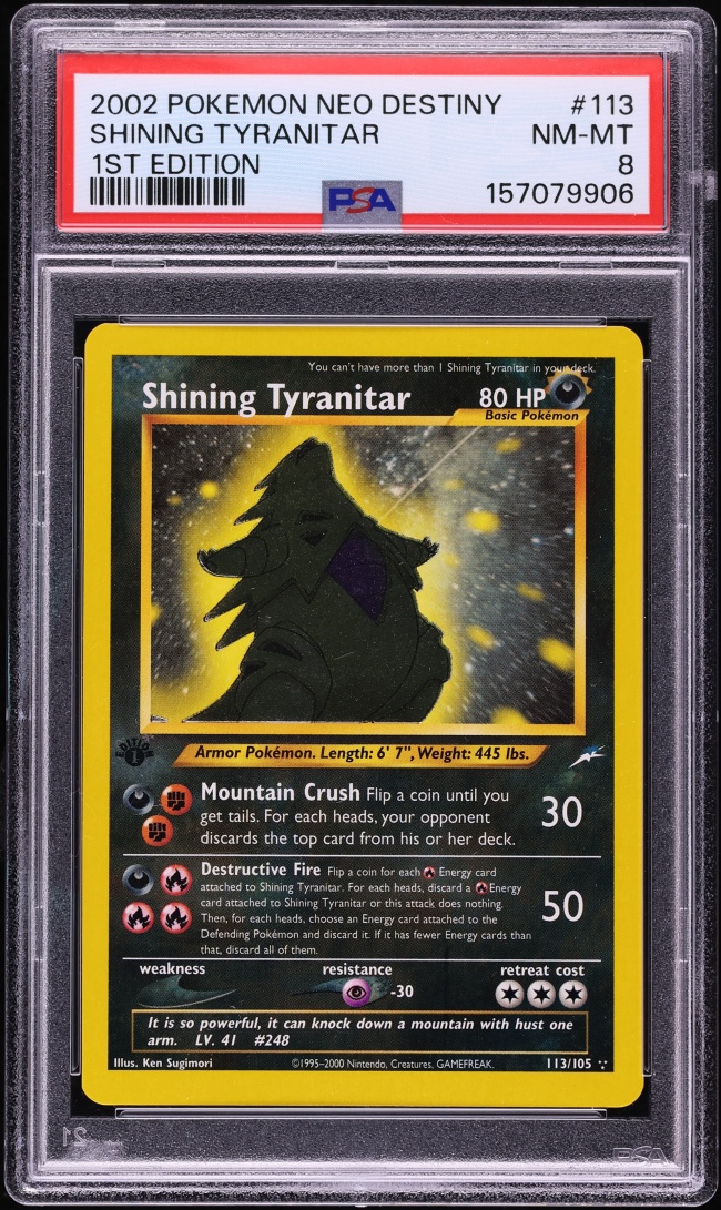 2002 Pokemon Neo Destiny 1st Edition Holo Shining Tyranitar #113 PSA 8 NM-MT