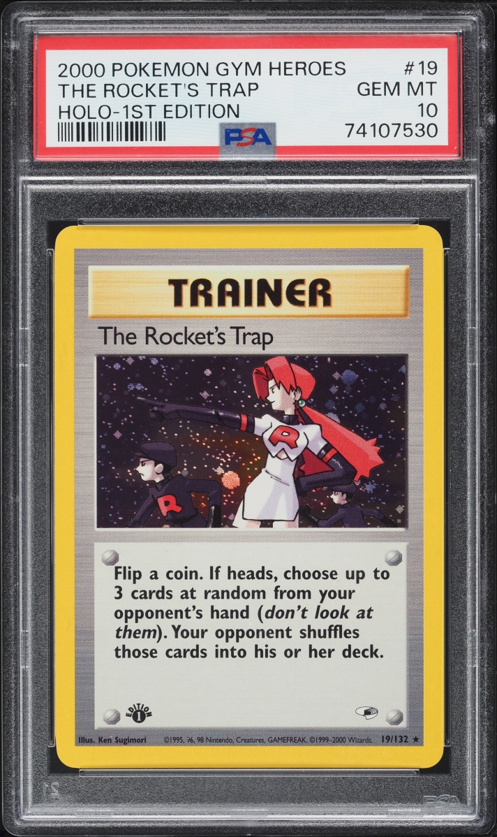 2000 Pokemon Gym Heroes 1st Edition Holo The Rocket's Trap #19 PSA 10 GEM MINT