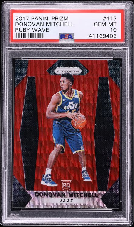 2017 Panini Prizm Ruby Wave Donovan Mitchell ROOKIE #117 PSA 10 GEM MINT