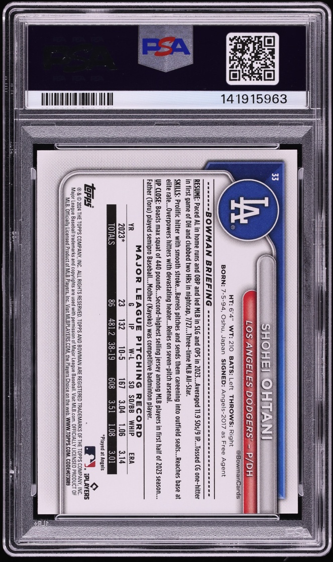 2024 Bowman Purple Pattern Shohei Ohtani /199 #33 PSA 10 GEM MINT