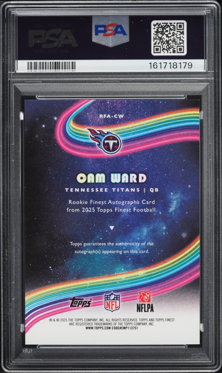 2025 Finest Football Cam Ward ROOKIE AUTO #RFA-CW PSA 7 NRMT