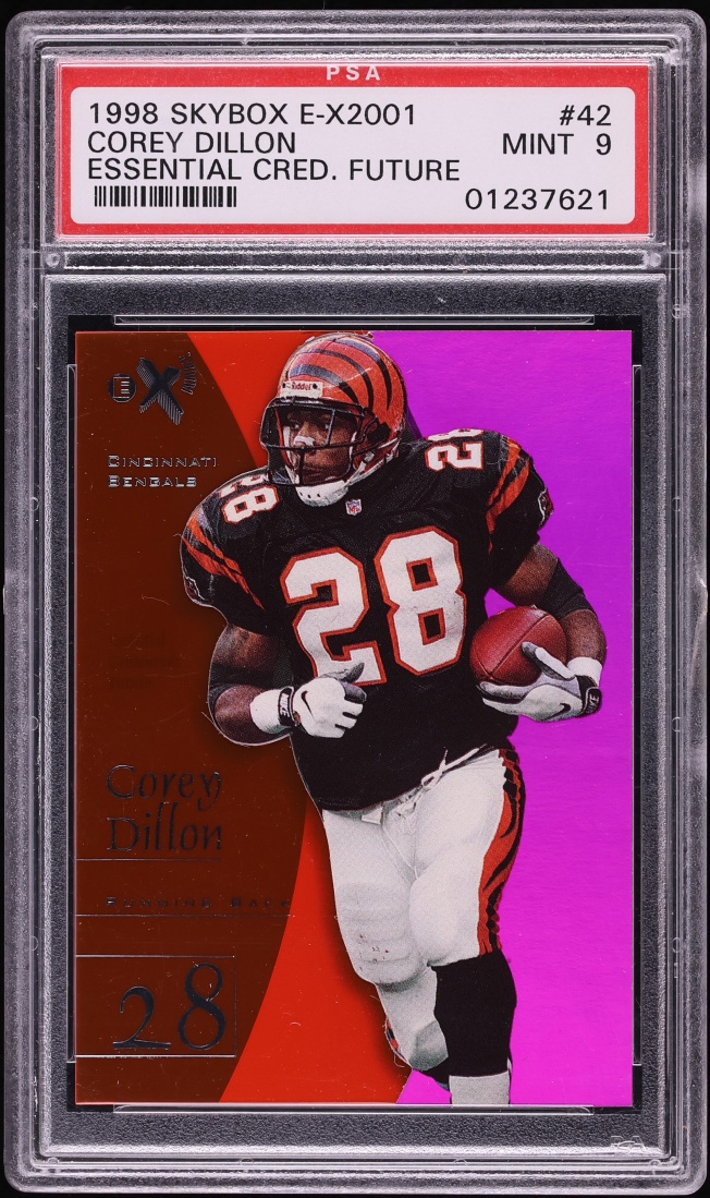 1998 Skybox E-X 2001 Essential Credentials Future Corey Dillon /19 #42 PSA 9 MINT